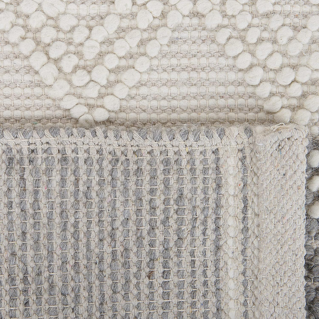 Teppich Wolle beige/grau mit geometrischem Muster quadratisch 200x200 cm Bozova