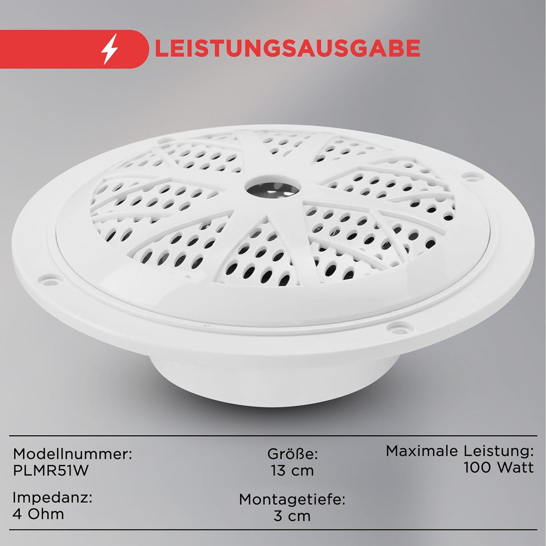 Pyle Marine Lautsprecher (100 Watt, 13,33 cm (5,25 Zoll), 2-Wege) weiss