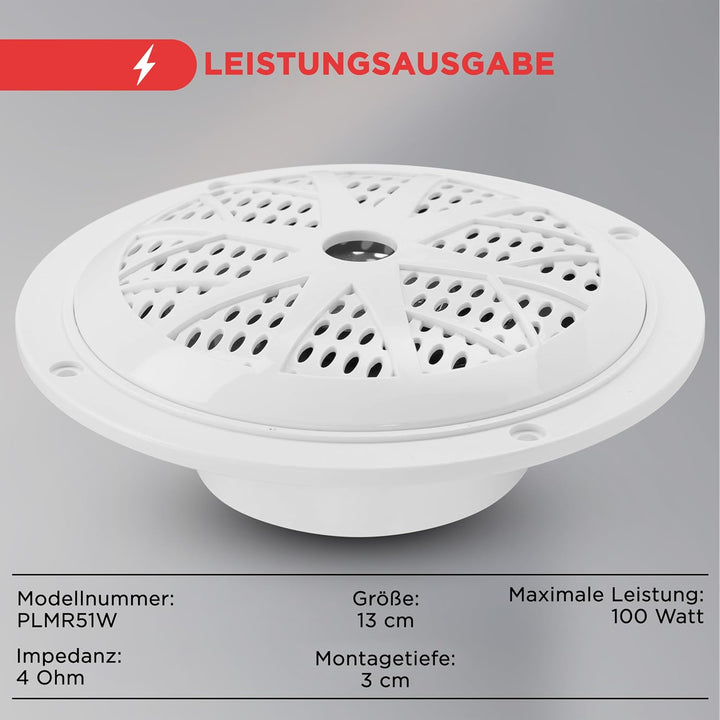 Pyle Marine Lautsprecher (100 Watt, 13,33 cm (5,25 Zoll), 2-Wege) weiss