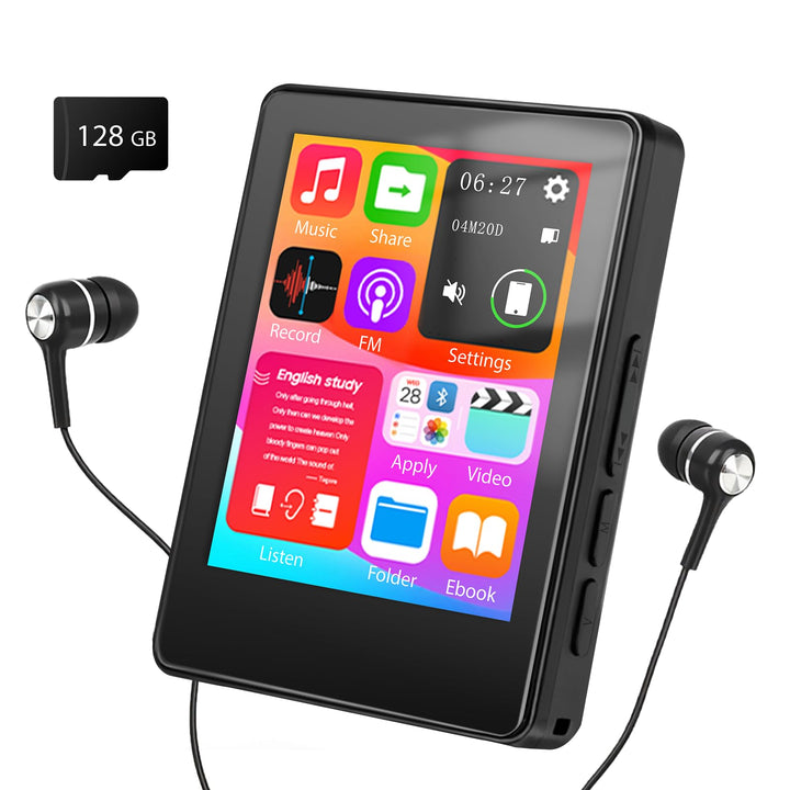 Taichaeu 64GB MP3 Player mit Bluetooth - 2.4 in Full Touch Screen, FM Radio, Recorder, HiFi Sound, O