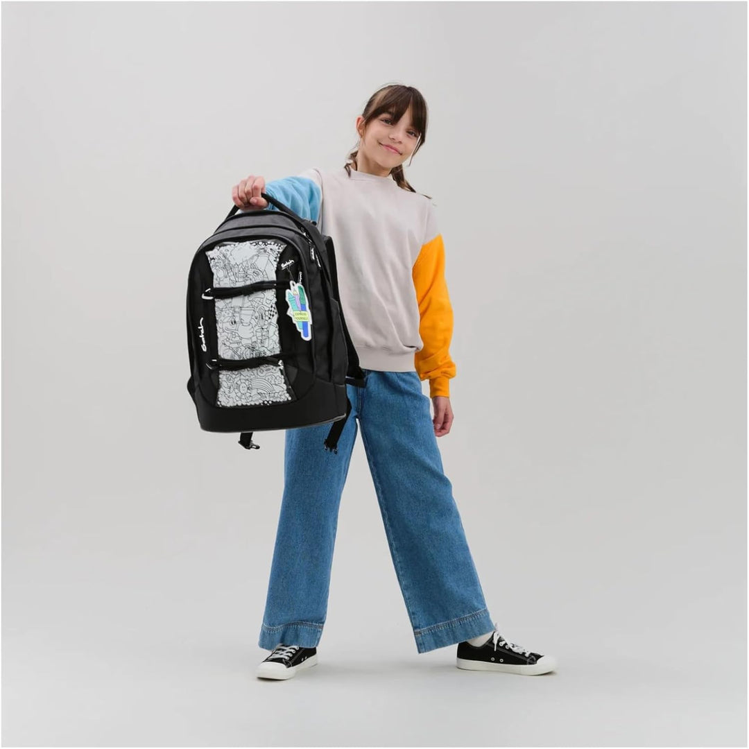 Satch Pack Set Schulrucksack-Set, 2-teilig ab 5. Klasse ergonomisch 30L Stauraum mit Schlamperbox un