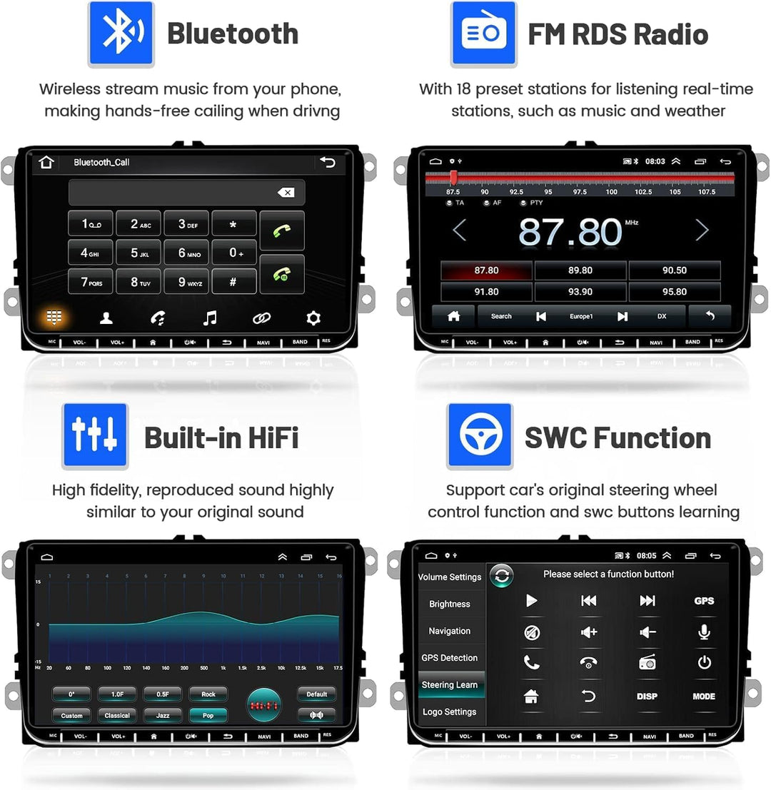[2+64G] Android 13 Carplay Autoradio für VW Golf 5 Golf 6 Skoda Passat Polo Radio, Wireless Android