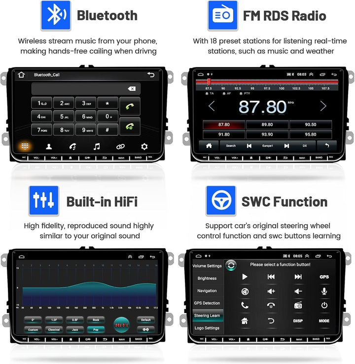 [2+64G] Android 13 Carplay Autoradio für VW Golf 5 Golf 6 Skoda Passat Polo Radio, Wireless Android