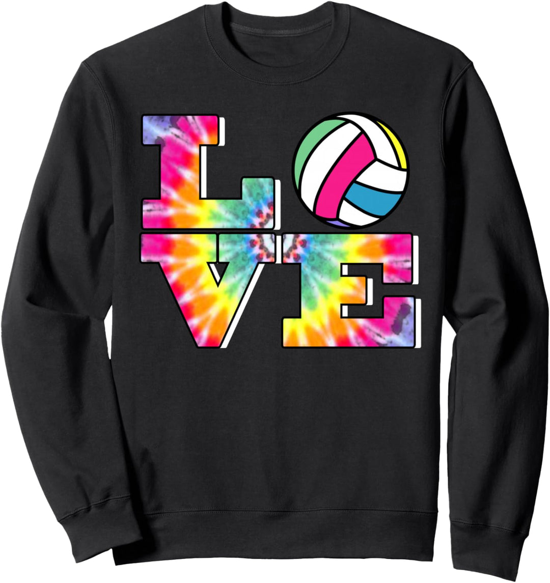 Girls Volleyball Tie Dye Love Sweatshirt