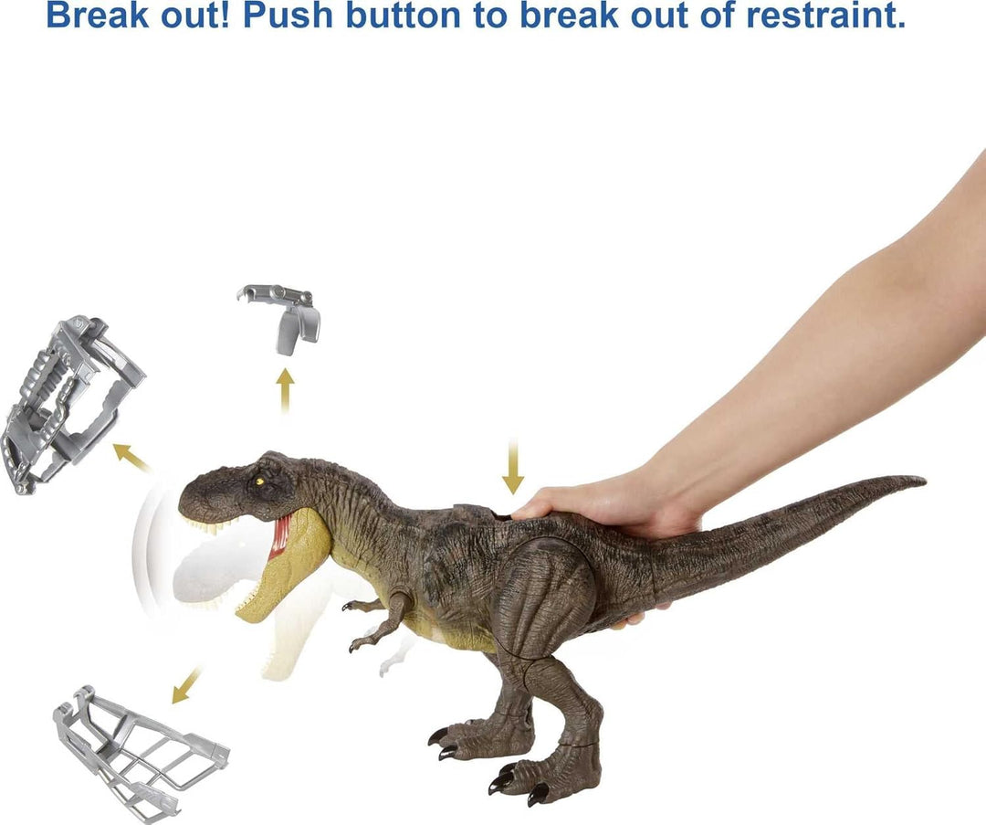 Jurassic World Stomp ‘N Escape Tyrannosaurus Rex Figure Camp Cretaceous Dinosaur Escape Toy with Sto