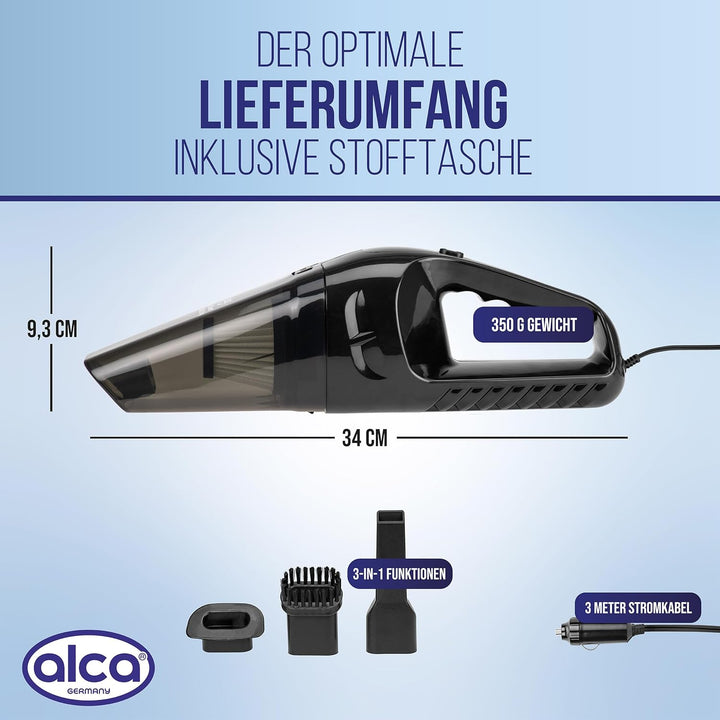 alca® Autostaubsauger 12V NASS/TROCKEN tragbarer Handstaubsauger 12 V waschbarer HEPA Filter