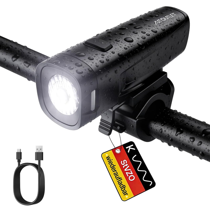 AUTOUTLET Fahrradlicht Vorne StVZO Zugelassen, 20-40 LUX Fahrradlampe Vorne 2600mAh Akku USB-C Schne