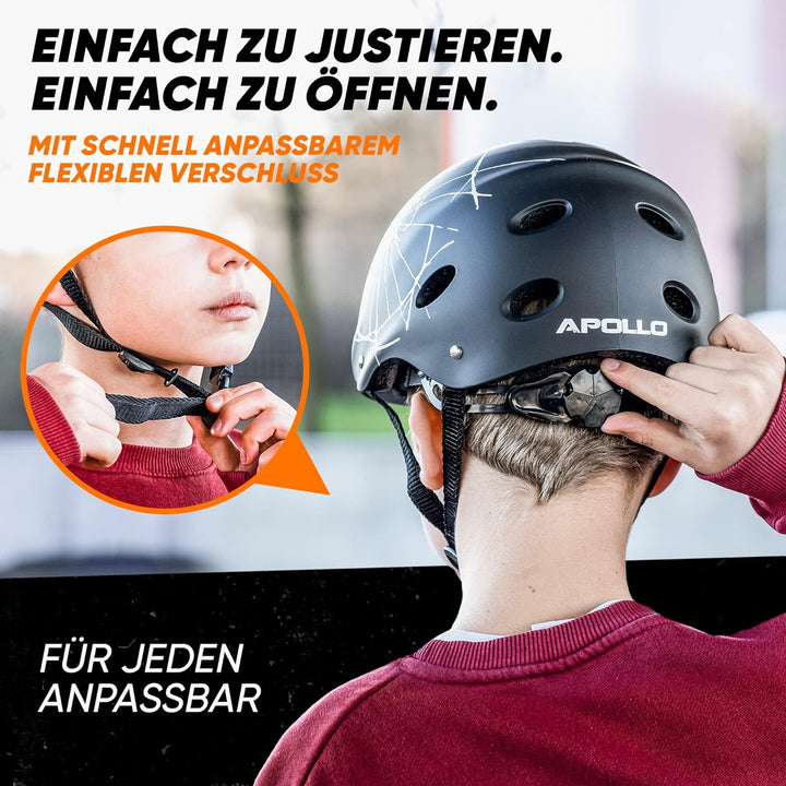 Apollo Skaterhelm Herren, Damen und Kinder | Kinderfahrradhelm | Verstellbar | Skateboard, Scooter,