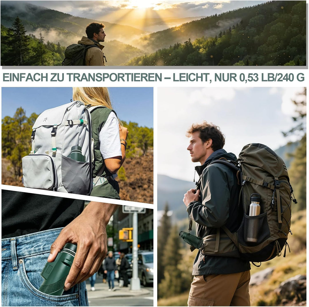 BIBIRE 40x60 Monokular-Fernrohr für Erwachsene, hochvergrössernd | Monokular mit Smartphone-Adapter