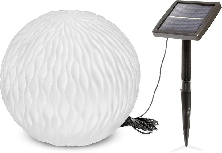 Beleuchtete Solarkugel WaveBall in Sandstein Optik - Durchmesser 25 cm - Lichtfarbe warmweiss und ka