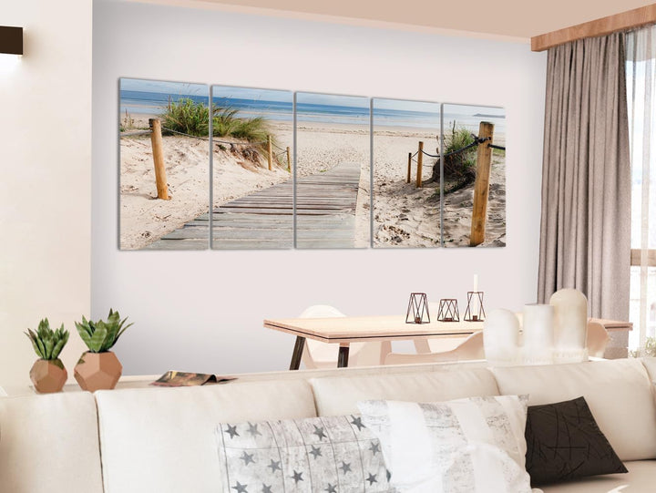 murando Acrylglasbild Strand 200x80 cm 5 Teilig Wandbild auf Acryl Glas Bilder Kunstdruck Moderne Wa