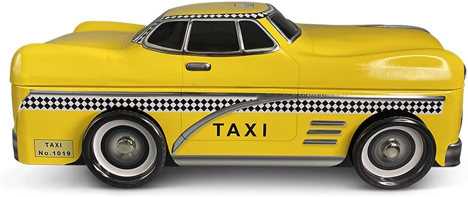 MediMuc Taxi mit drehbaren Rädern - Keksdose, Geschenkdose, Retrodose, Blechdose - lebensmittelecht