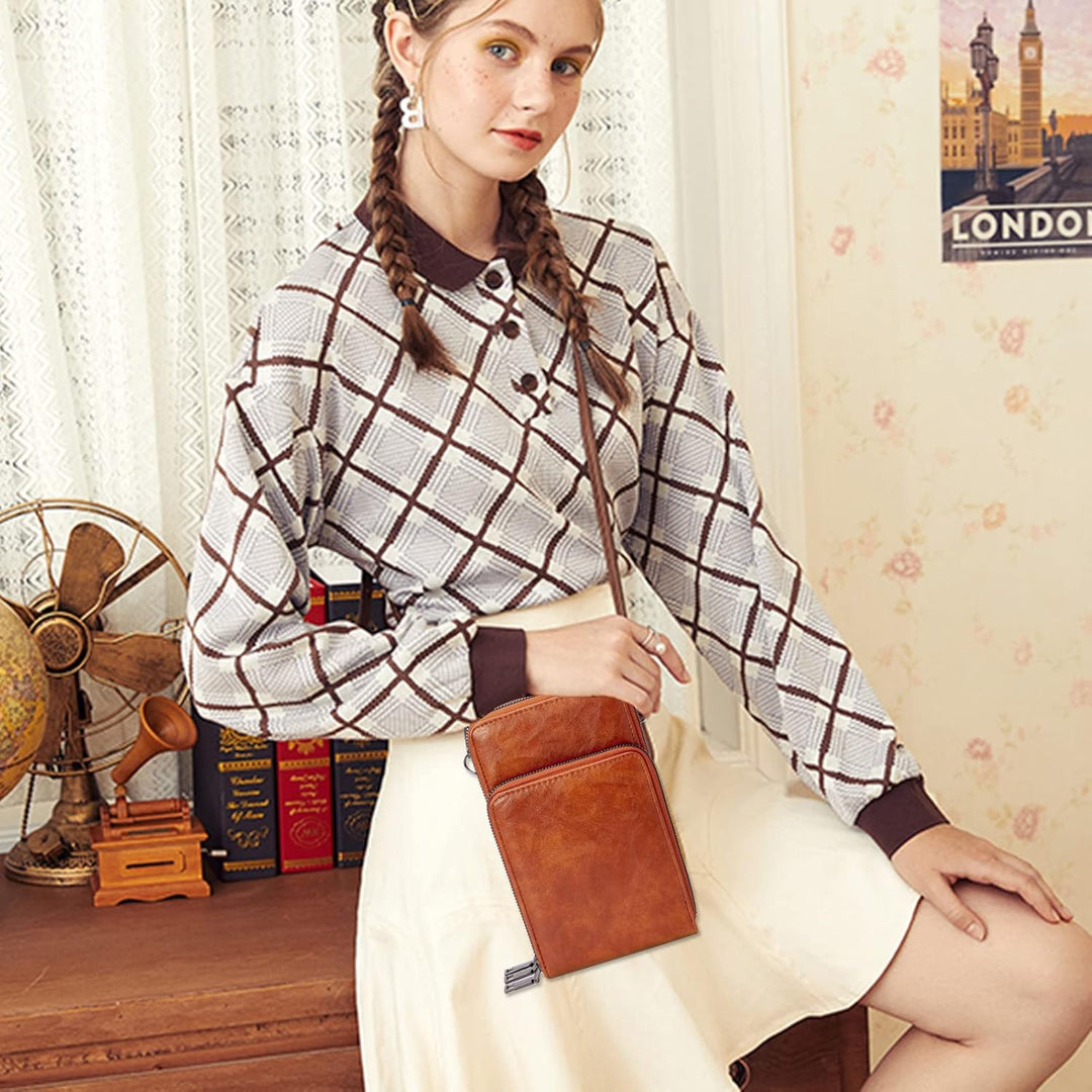 myfriday Kleine Umhängetasche für Damen, Mini Messenger Schulter Handtasche Geldbörse mit Kreditkart