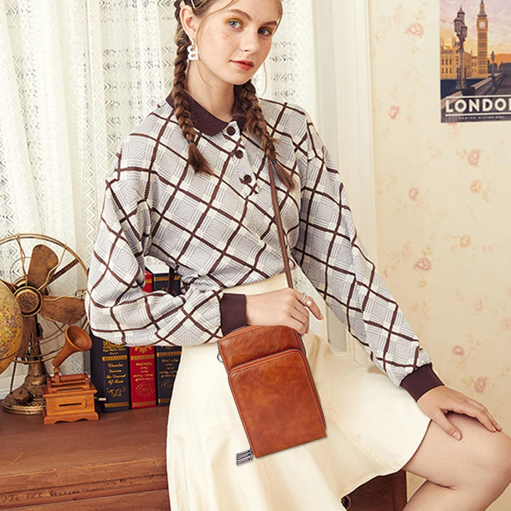 myfriday Kleine Umhängetasche für Damen, Mini Messenger Schulter Handtasche Geldbörse mit Kreditkart