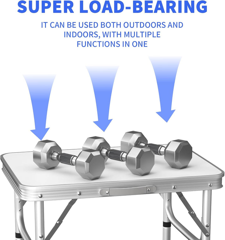 Klapptisch aus Aluminium, 60 cm, tragbar, für Camping, Picknick, Outdoor, Gartentisch für Grillparty