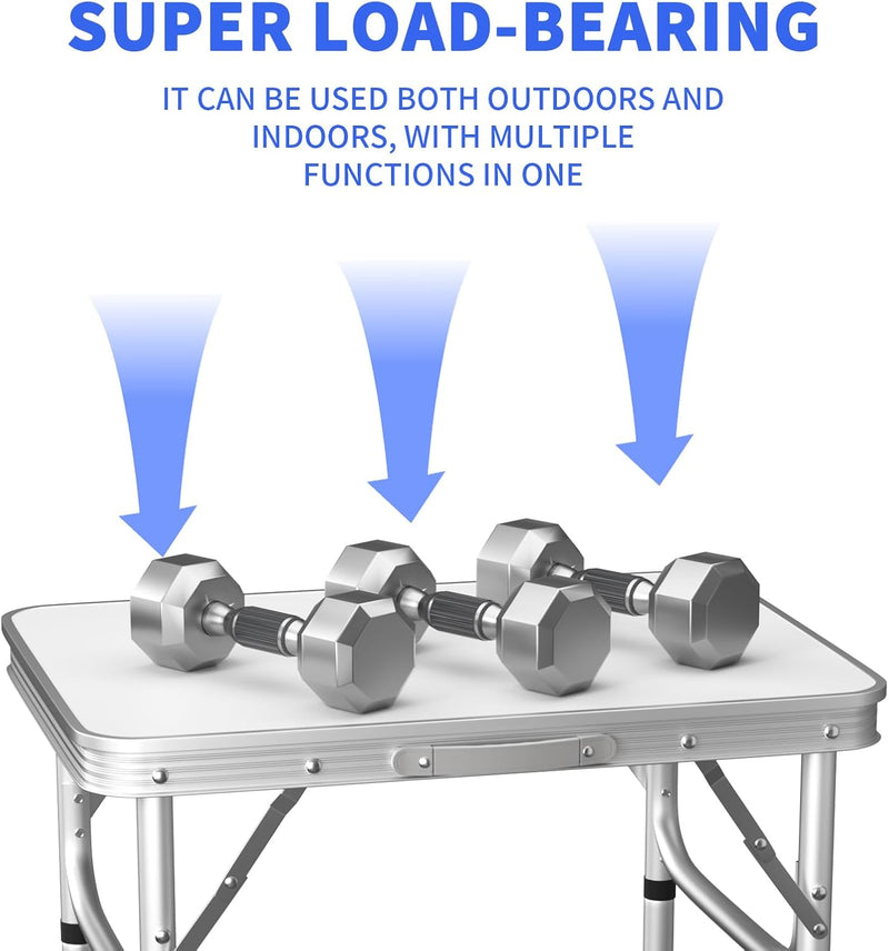 Klapptisch aus Aluminium, 60 cm, tragbar, für Camping, Picknick, Outdoor, Gartentisch für Grillparty