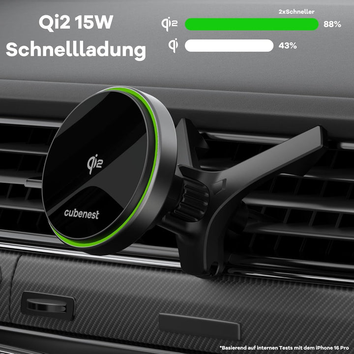 Cubenest Handy Halterung Auto mit Ladefunktion | Kompatibel mit Allen MagSafe-Autoladegeräten (CNSQ1