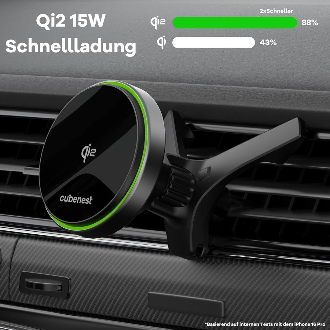 Cubenest Handy Halterung Auto mit Ladefunktion | Kompatibel mit Allen MagSafe-Autoladegeräten (CNSQ1