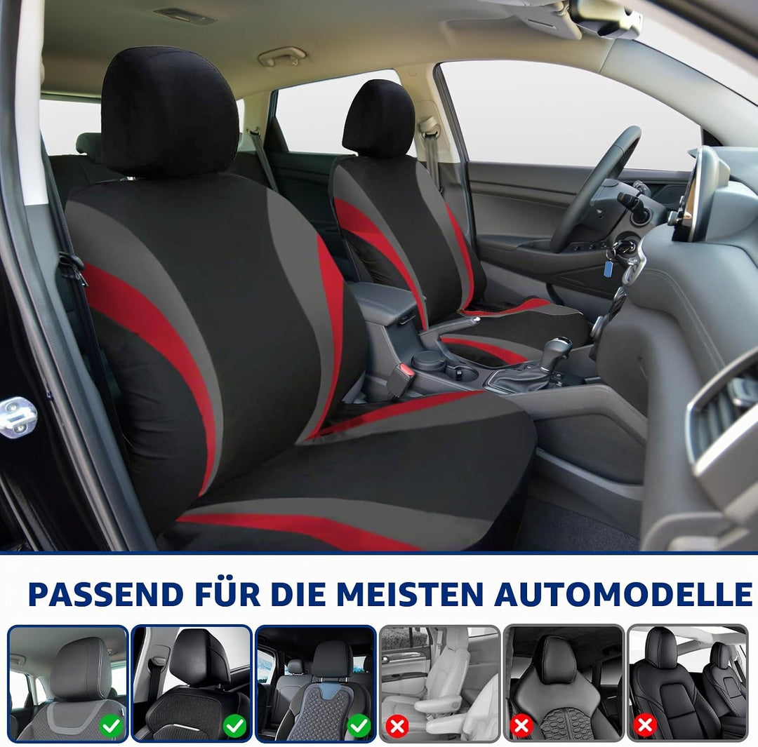 Autositzbezug Set für die Vordersitze, Atmungsaktive &amp; Bequeme Sitzbezüge für alle Jahreszeiten, uni