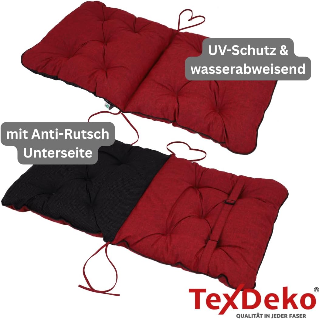 TexDeko® Ecolen Niedriglehner Auflage für Gartenstuhl 50x50x50cm Leinenstruktur hochwertig gepolster
