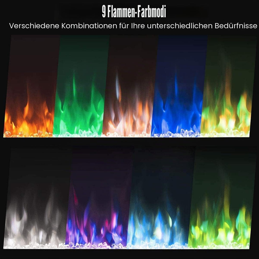 M.C.Haus Elektrischer Kamin, Touchscreen, Glasplatte, Bunte Flamme, Einsatz, Wandmontage, Heizung, F