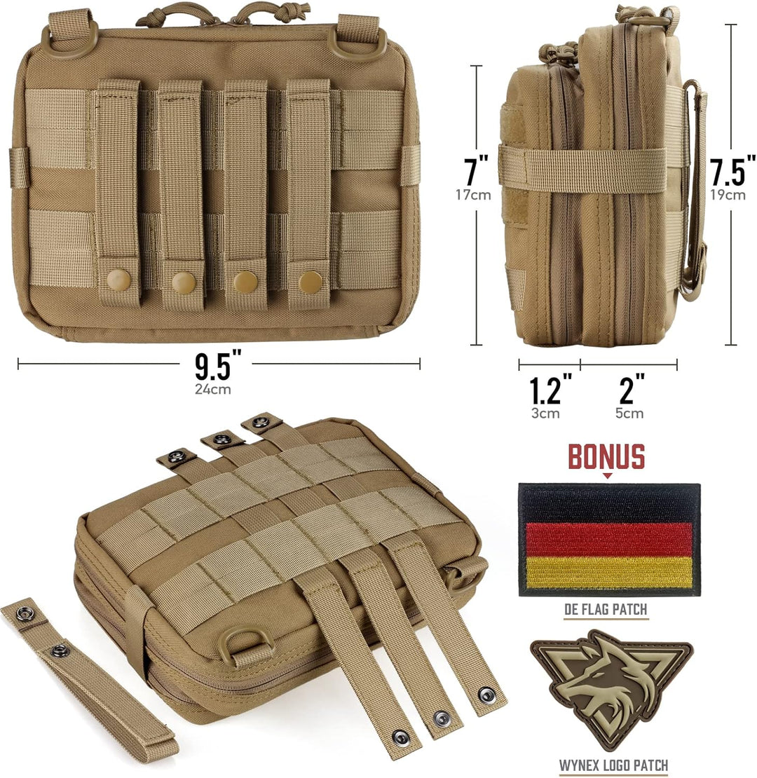 WYNEX Tactical Large Admin Pouch im Double Layer Design, Molle EDC EMT Utility Pouch mit Map Sleeve