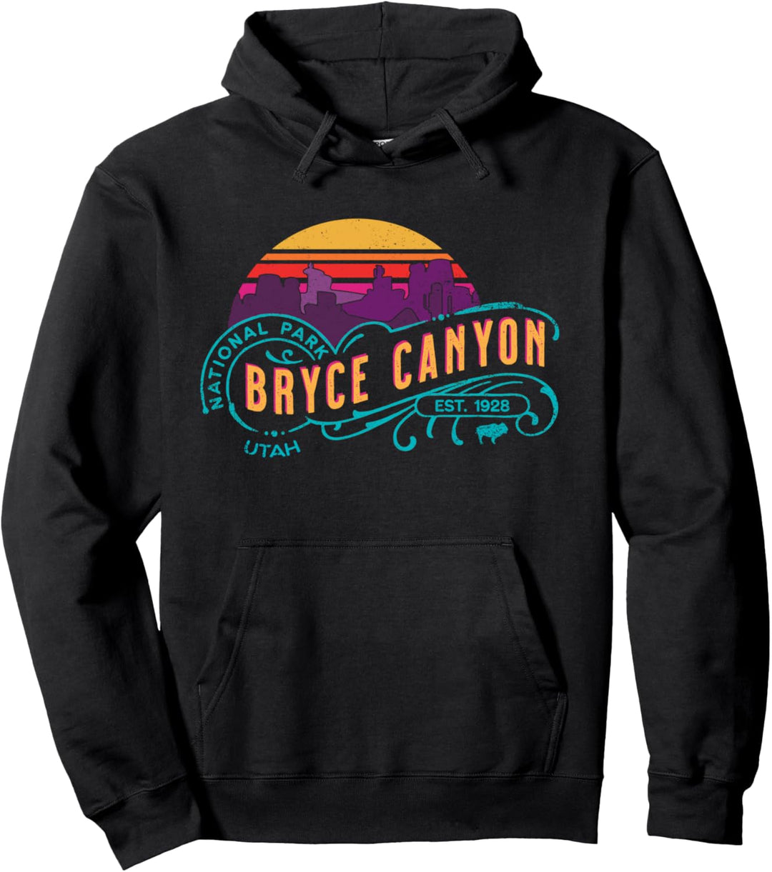Bryce Canyon National Park Utah Retro Sunset Hiking Souvenir Pullover Hoodie