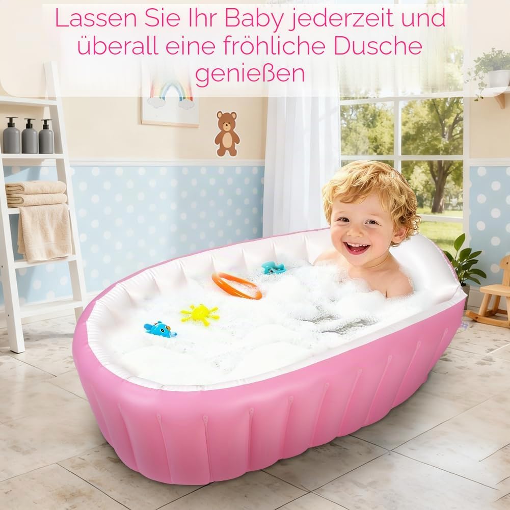 Aufblasbare Badewanne für Kinder Tragbare Säuglings Badewanne Baby mit Luftpumpe Reise Tragbare Reis