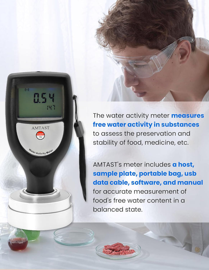 AMTAST Wasser-Aktivitäts-Messgerät Smart Food Wasser-Aktivitäts-Tester für Lebensmittel Jerky getroc
