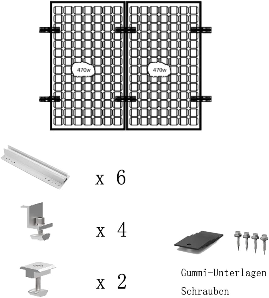 Solarmodul Alu Halterung Befestigungssystem Trapezblech PV Befestigungsschiene Schiene 400MM Endklem