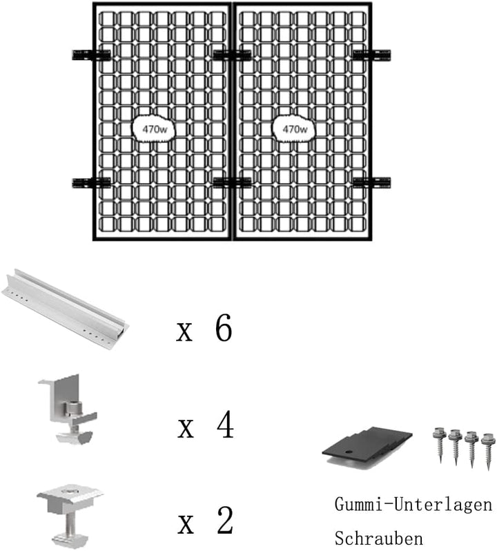 Solarmodul Alu Halterung Befestigungssystem Trapezblech PV Befestigungsschiene Schiene 400MM Endklem