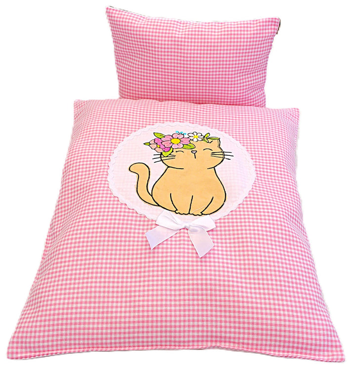 Generisch Puppenbettwäsche, Kitten, 2tlg. Set Bettwäsche Puppen Teddybär Puppen Wagen Bestickt mit B