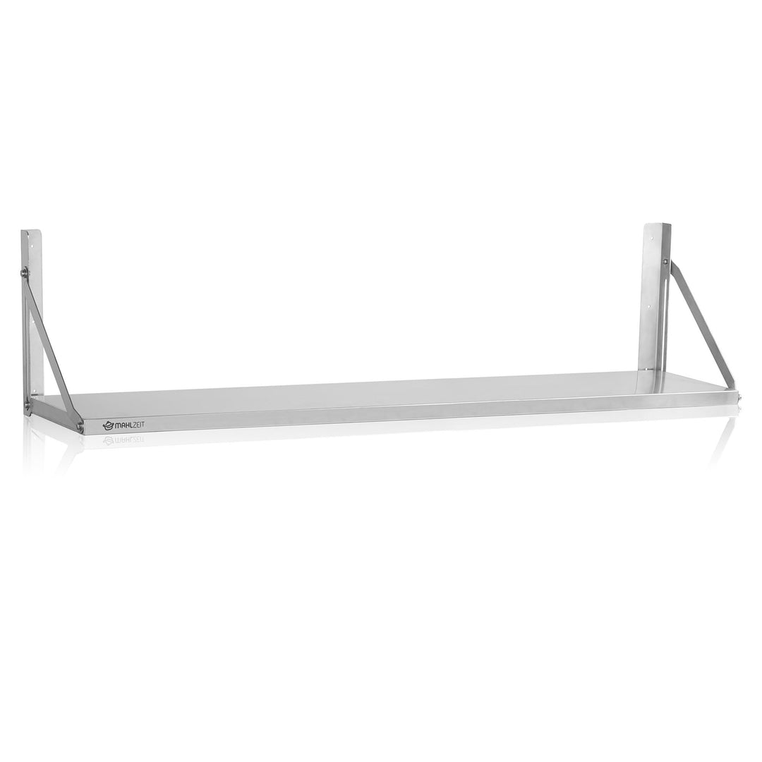 Mahlzeit Edelstahl Wandregal | 120 x 30 cm | Hängeregal, Klappbar | Silber | Ablage Edelstahl Regal