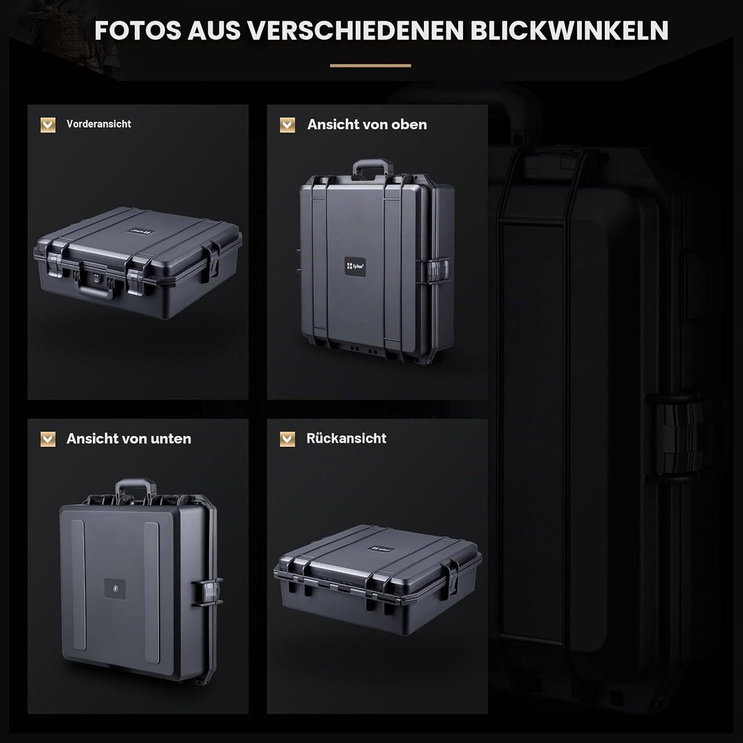 Lykus HC-4611 Wasserdicht Koffer mit anpassbar Rasterschaumstoff, Innengrösse 45,5x45,5x16,5 cm, Gee
