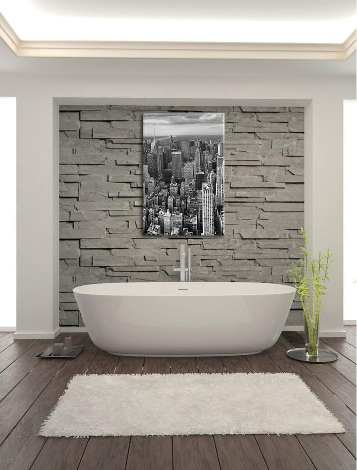 Pixxprint New York Skyline als Leinwandbild/Grösse: 100x70 / Wandbild/Kunstdruck/fertig bespannt, 10