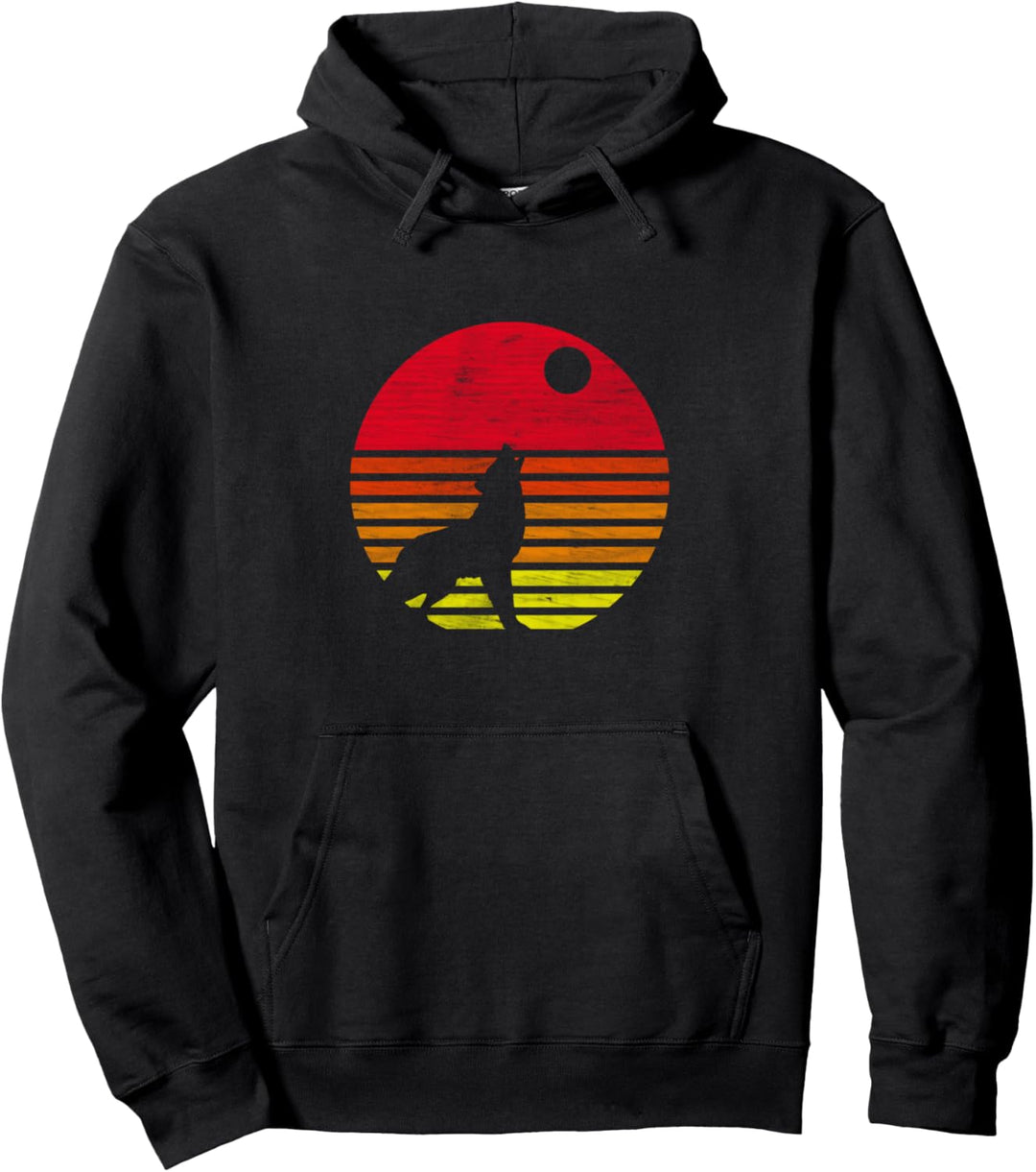 Heulender Wolf Mond Pullover Hoodie