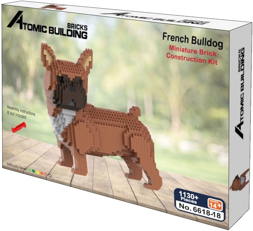 Figur zum Bauen mit Miniaturbausteinen. Französische Bulldogge, Französische Bulldogge