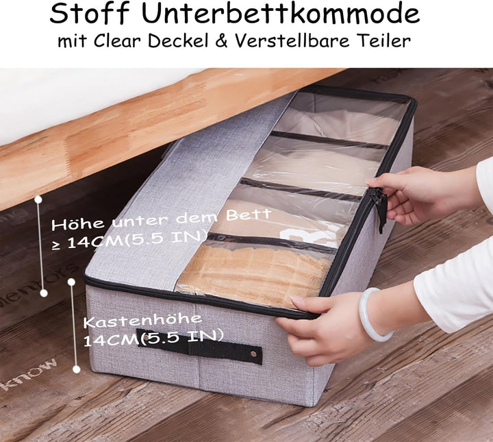 AARAINBOW Stoff Schuhe Unterbettkommode, Faltbare Unterbett Schuhe Kleidung Aufbewahrungsbox mit Ver