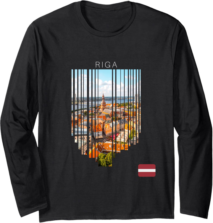 Riga Lettland Flagge Langarmshirt