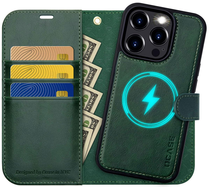 OCASE iPhone 15 Pro Max Hülle(2in1) Leder Stossfestes Case [Abnehmbare magnetische Hülle] [Kabellose