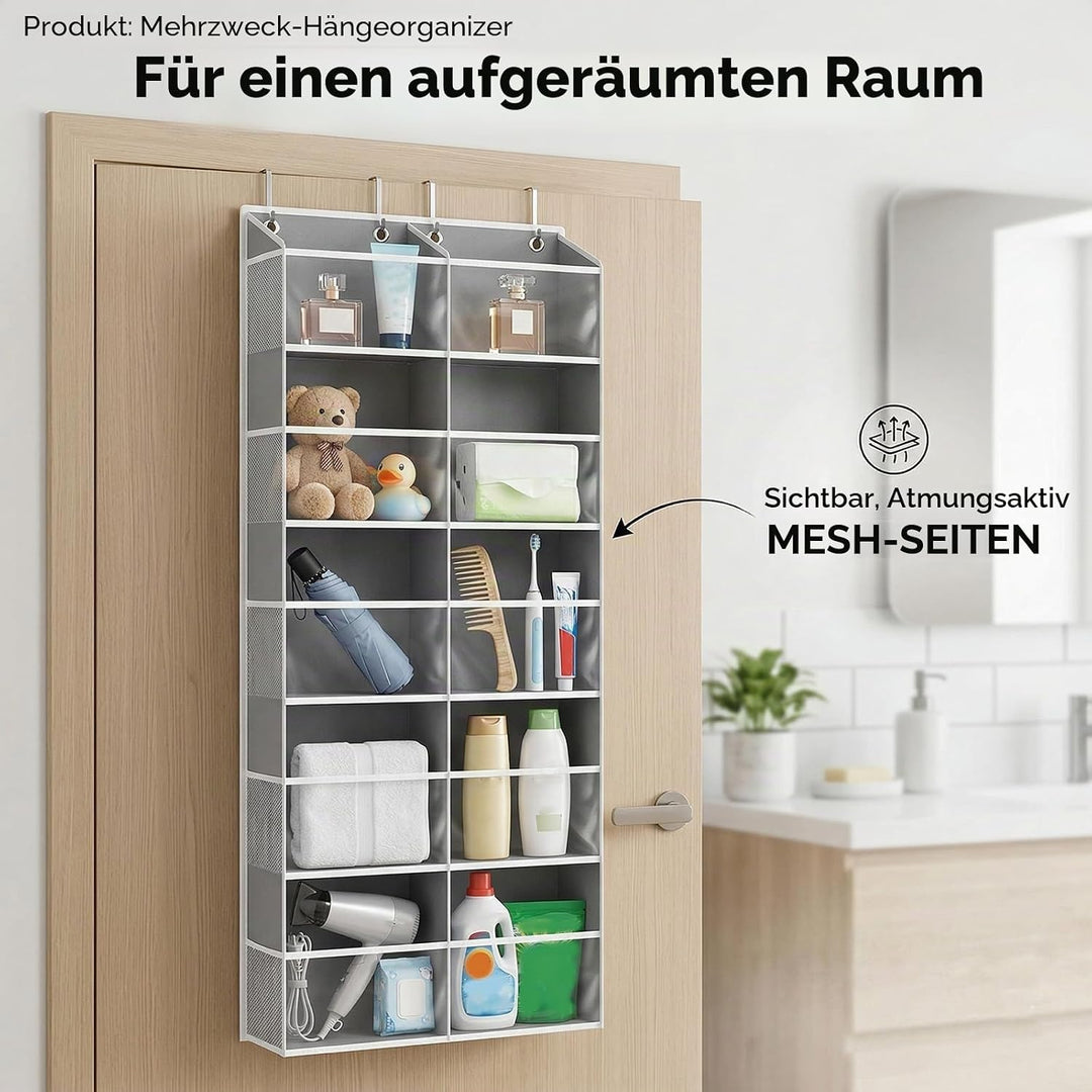 Hängeorganizer Tür mit 10 Fächern, Hängeregal über Tür Organizer mit 10 Seitentaschen & 4 Metallhake