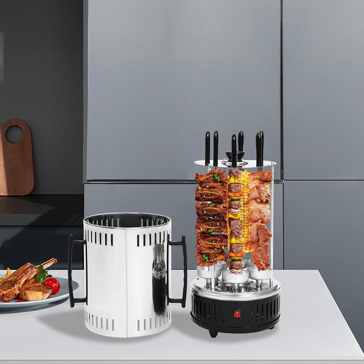 1000W Vertikaler Elektrogrill, Schaschlikgrill Tischgrill Dönergrill,Elektrischer Grill mit Spiesse
