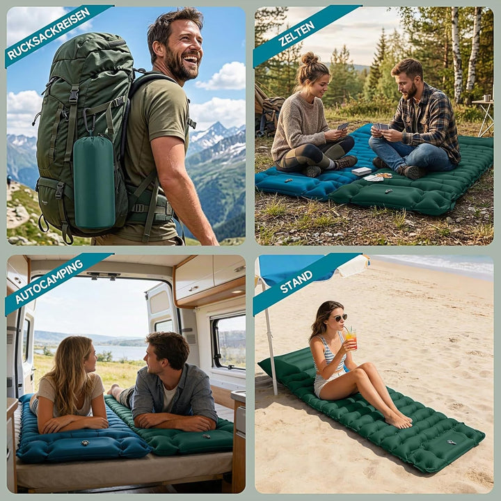Isomatte Camping Luftmatratze 9,5cm verdickt, 200x69 cm Ultraleicht | Luftzellenmatte Aufblasbare Ma