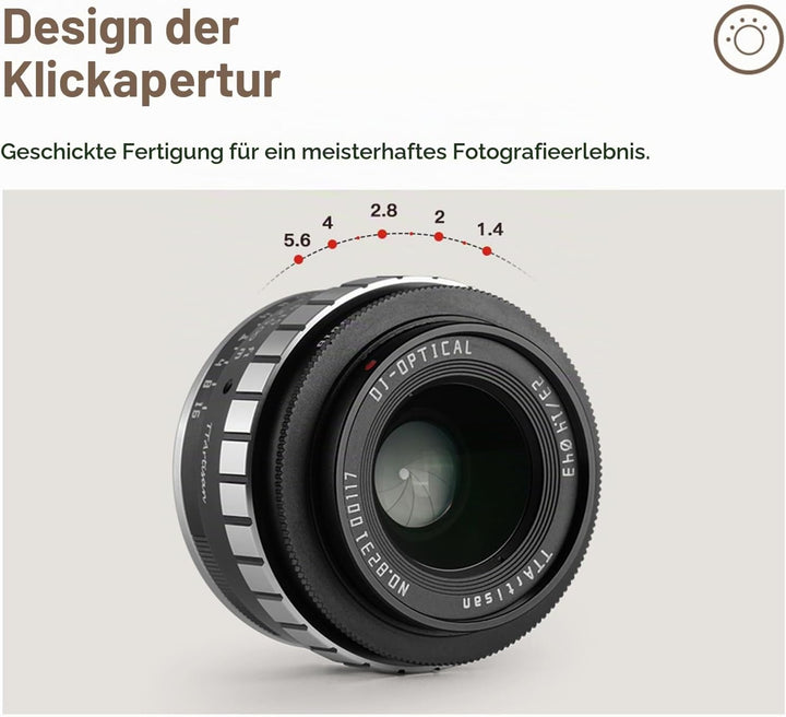 TTARTISAN 23 mm F1.4 APS-C manueller Fokus Kameraobjektiv für Sony E-Mount (E-Mount), Sony E