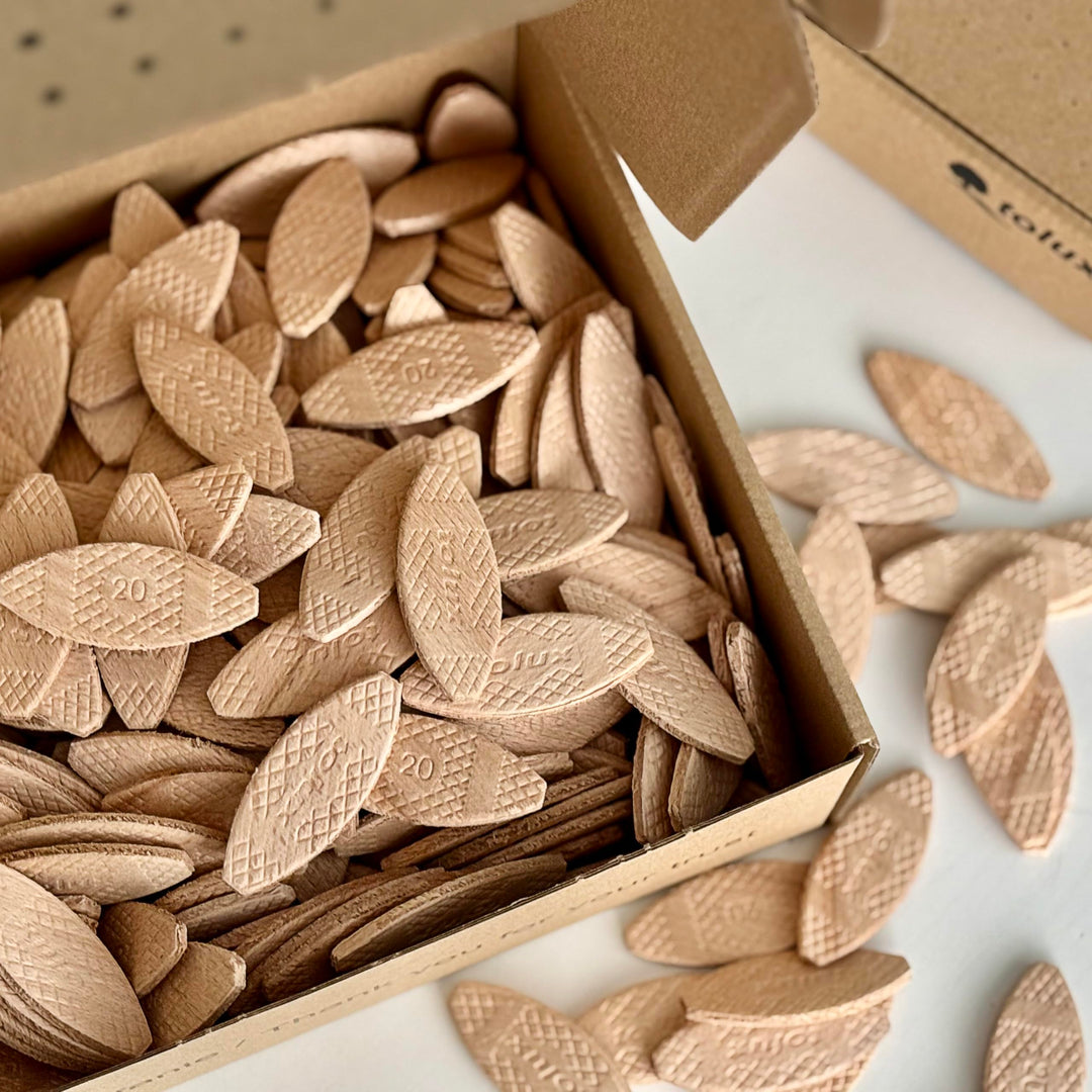 Tolux Flachdübel Grösse 0, Packung mit 1000 Stück, Lamello Dübel, Kompatibel mit Lamellofräse, Hochw