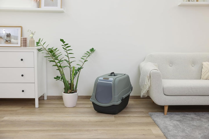 Kerbl Pet Katzentoilette Emma Eco, Katzenklo, schwarz/grüngrau, 65x44x46cm, aus 100% recycelten Kuns