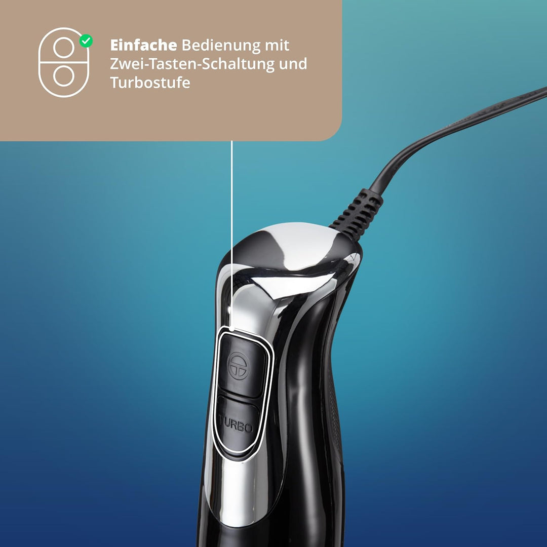 KHG Stabmixer STM-250S Edelstahl-Mixstab & Turbo-Funktion, 250 W Leistung - Handmixer mit 2 Tasten B