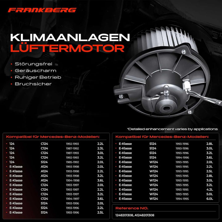 Frankberg Heizungsgebläse Gebläsemotor Kompatibel mit 124/124 T-Model C124 W124 S124 200-500 1984-19