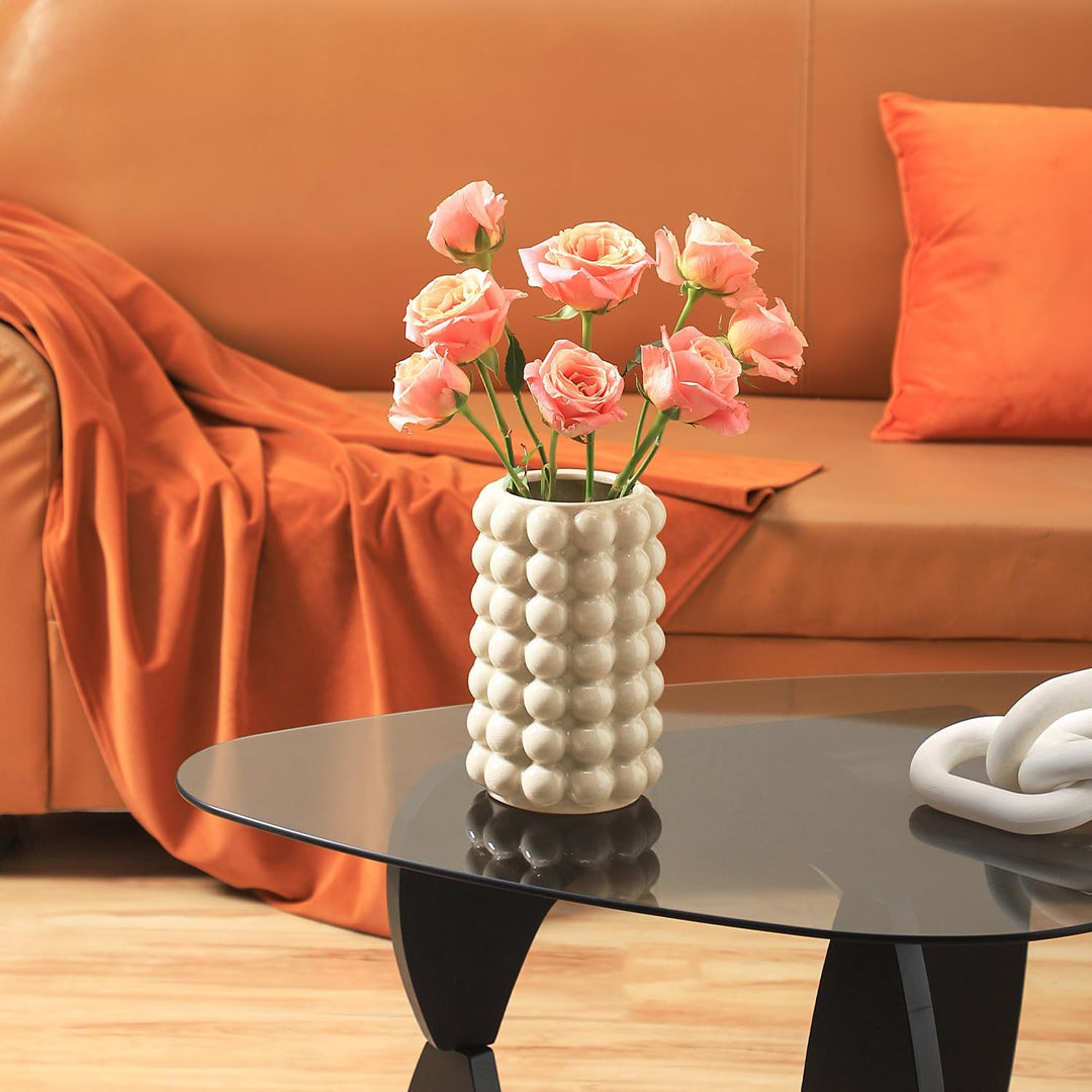 YANWE1 Bubble Vase, Hohe Vase, Weisse Keramikvase, Moderne Vase, Boho Vase, Dekorative Vase, Moderne