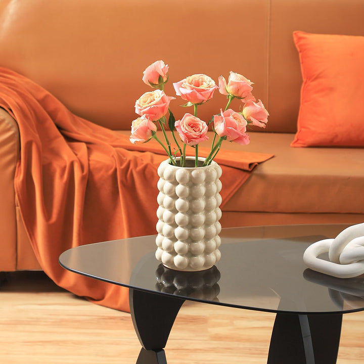 YANWE1 Bubble Vase, Hohe Vase, Weisse Keramikvase, Moderne Vase, Boho Vase, Dekorative Vase, Moderne
